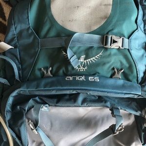 Osprey Ariel 65 women’s backpacking pack. Blue.